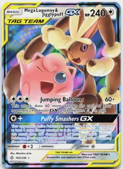 Mega Lopunny & Jigglypuff GX 165/236 Holo GX Rare Cosmic Eclipse Pokemon LP - Image 1