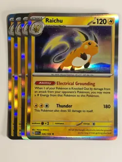 Pokemon TCG 151 4x Playset Holographic Raichu 026/165 Near Mint - Image 1