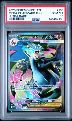 2025 POKEMON PFL EN-PHANTASMAL FLAMES ULTRA RARE #109 MEGA CHARIZARD X EX PSA 10 - Image 1
