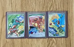 Pokemon First Partner Illustration Collection Series 1 Kanto Gen 1 Starters Set - Image 1