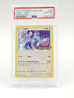 2020 POKEMON SWSH BLACK STAR PRE-RELEASE PROMO #069 LUGIA-HOLO PSA 10 - Image 1