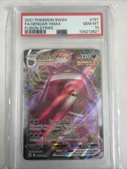 2021 POKEMON SWORD & SHIELD FUSION STRIKE #157 FULL ART/GENGAR VMAX PSA 10 - Image 1