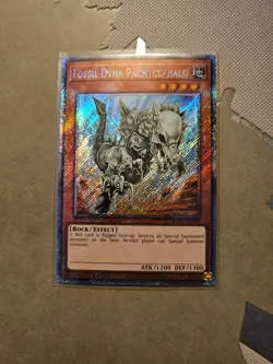 Yugioh Fossil Dyna Pachycephalo RA03-EN195 Platinum Secret Rare 1st Ed NM - Image 1