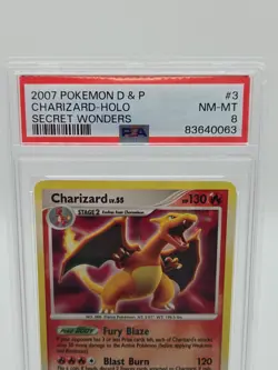 2007 POKEMON DIAMOND & PEARL SECRET WONDERS #3 CHARIZARD-HOLO PSA 8 - Image 4