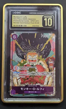 Monkey D. Luffy OP07-073 Bandai Card Games Fest 25-26 One Piece CGC 10 Pristine - Image 1