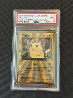 Pokemon Gold Metal Pikachu Card 58/102 Pokemon Celebrations 25th Anniversary - Image 1