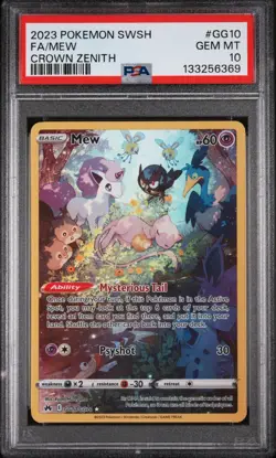 2023 POKEMON SWORD & SHIELD CROWN ZENITH #GG10 FULL ART/MEW PSA 10 - Image 1