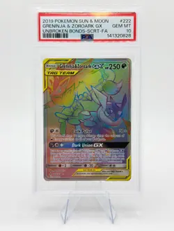 2019 Pokemon S&M Unbroken Bonds Greninja & Zoroark GX #222 | PSA 10 GEM MT 🔥🔥 - Image 1