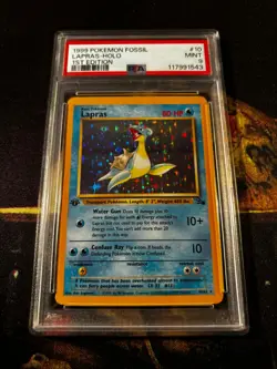 1999 POKEMON FOSSIL 1ST EDITION #10/62 LAPRAS HOLO PSA 9 TCG - Image 3