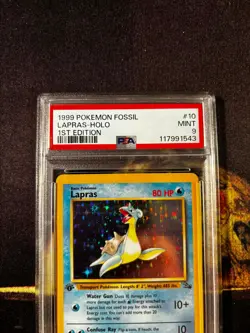 1999 POKEMON FOSSIL 1ST EDITION #10/62 LAPRAS HOLO PSA 9 TCG - Image 4