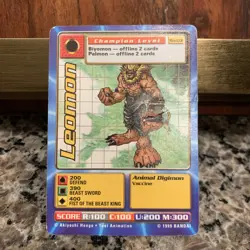 BO-03 Leomon Digimon Card Digi-Battle Series 1 1999 Bandai Damaged - Image 1