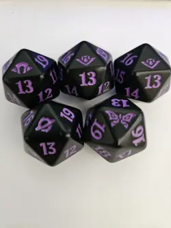 Magic The Gathering Spindown D20 Die Dice - Lot (5) - Purple/Black - Image 1
