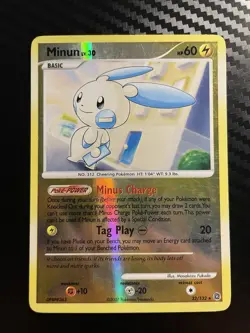 Minun 32/132 Reverse Holo Rare Secret Wonders Pokemon Card - Image 1