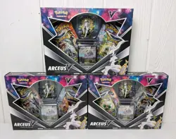 LOT OF 3 Pokemon TCG Arceus V Figure Collection Box - w/ 1 Cosmic Eclipse GOOD - Image 1