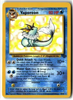 Vaporeon ⭐ 28/64 Rare Jungle 1999 Pokemon Vintage WOTC NM/LP - Image 1