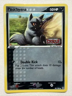 Pokemon Card - Poochyena - Stamped Reverse Holo (58/108) ex Power Keepers LP/MP - Image 1