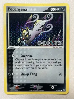 Pokemon Card - Poochyena - Stamped Reverse Holo (70/107) ex Deoxys *LP* - Image 1