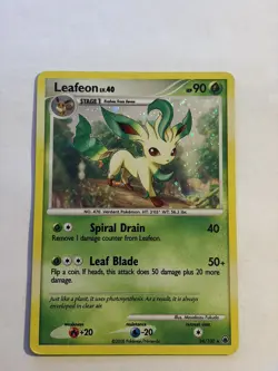 Pokemon Diamond Pearl Majestic Dawn Leafeon Holo 24/100 LP Swirl TCG - Image 1