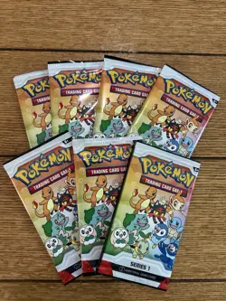 Pokemon Series 1 First Partner Illustration Pack 30th Anniversary Lot Of 7 Packs - Image 1