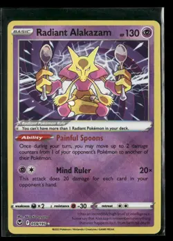 Radiant Alakazam 059/195 Radiant Rare Silver Tempest NM/M Pokemon - Image 1