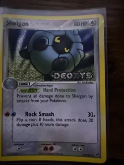 Pokemon TCG Stamped Shelgon 45/107 EX Deoxys Reverse Holo Uncommon Card NM 2005 - Image 1
