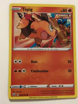 Pokemon Card Battle Styles Holographic Cosmo's Tepig 023/163 - Image 1