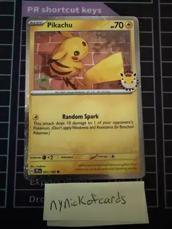 Pikachu 051/162 30th Anniversary Stamped Pokemon Card - Image 2