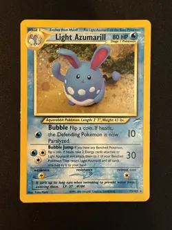 Pokemon Light Azumarill Holo Rare 80HP Neo Destiny 13/105 English 2000 - Image 1