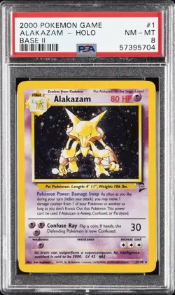2000 POKEMON GAME BASE II #1 ALAKAZAM-HOLO PSA 8 - Image 1
