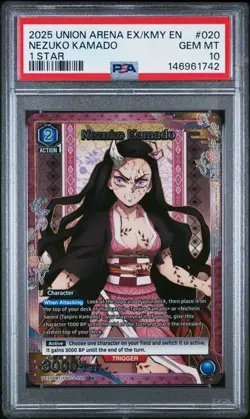 2025 UNION ARENA DEMON SLAYER VOL.2 020 NEZUKO KAMADO 1 STAR PSA 10 GEM MINT - Image 1