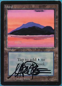 Island (C Dark Purple) Beta PLD Basic Land SIGNED MTG CARD (ID# 518284) ABUGames - Image 1