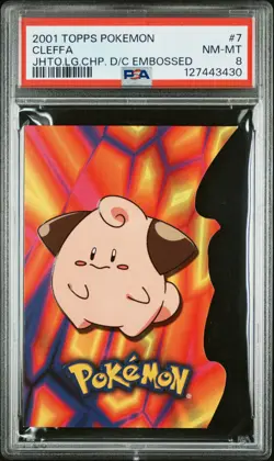 2001 TOPPS POKEMON JOHTO LEAGUE CHAMPIONS DIE-CUT EMBOSSED #7 CLEFFA PSA 8 - Image 1