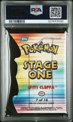 2001 TOPPS POKEMON JOHTO LEAGUE CHAMPIONS DIE-CUT EMBOSSED #7 CLEFFA PSA 8 - Image 2