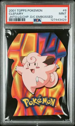 2001 TOPPS POKEMON JOHTO LEAGUE CHAMPIONS DIE-CUT EMBOSSED #8 CLEFAIRY PSA 9 - Image 1