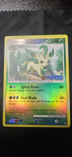 2008 Pokemon Leafeon 24/100 - Platinum Burger King Promo stamped - Holo Reverse - Image 1