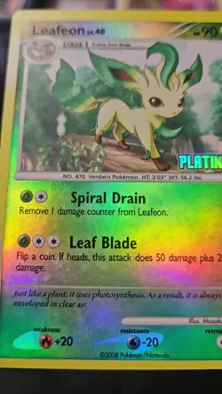 2008 Pokemon Leafeon 24/100 - Platinum Burger King Promo stamped - Holo Reverse - Image 2