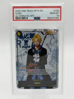 2025 ONE PIECE OP13-120 CARRYING ON HIS WILL SABO SEC ALT ART PARALLEL PSA 10 - Image 1
