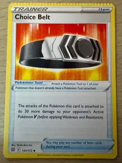Pokemon TCG Choice Belt 135/172 Brilliant Stars Crimp Error Trainer Card - Image 1