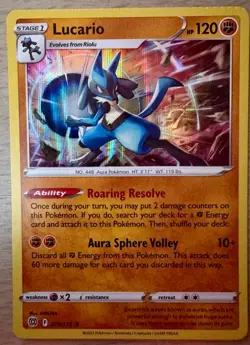 Pokemon TCG Lucario 079/172 Brilliant Stars Minor Crimp Error Holo Rare Card - Image 1