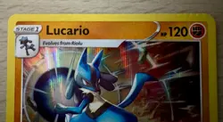 Pokemon TCG Lucario 079/172 Brilliant Stars Minor Crimp Error Holo Rare Card - Image 2