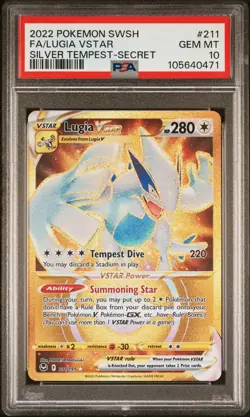2022 POKEMON SWORD & SHIELD SILVER TEMPEST SECRET FULL ART/LUGIA VSTAR PSA 10 - Image 1