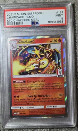 PSA 9 CHARIZARD HOLO 181/SM-P 2021 SUN & MOON KFC PROMO POKEMON CARD - Image 1