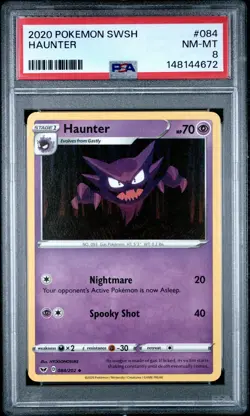 2020 POKEMON SWORD & SHIELD #084 HAUNTER PSA 8 - Image 1