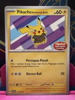 Pikachu Berkemeja Batik 154/SV-P Stamped Indonesia Journey Promo Pokemon 2024 NM - Image 1