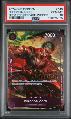 2024 ONE PIECE PROMOS #045 RORONOA ZORO PSA 10 - Image 1