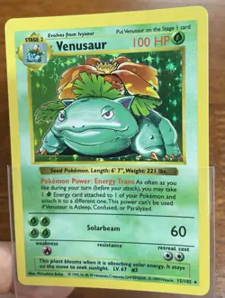 SHADOWLESS Venusaur Holo 15/102 - Base Set (1999) Rare - WOTC Pokemon Card - Image 1