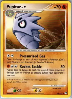 Pupitar 59/123 Non Holo Mysterious Treasures - Pokemon Card - NM - Image 1