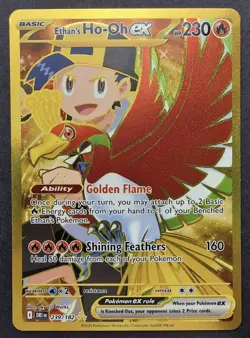 Pokemon TCG Ethans Ho-Oh EX Full Art Holo Card 239/182 Gold, Destined Rivals - Image 1