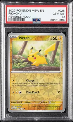2023 POKEMON MEW EN-151 REVERSE HOLO #025 PIKACHU PSA 10 - Image 1