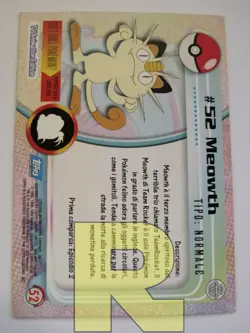 Meowth 52 ® Topps Trading Cards 1999 Series 1 ® Pokemon ® Italiano ® Good - Image 2